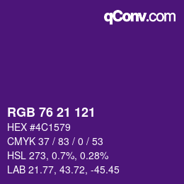 Farbcode: RGB 76 21 121 | qconv.com