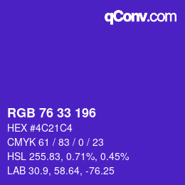 Código de color: RGB 76 33 196 | qconv.com