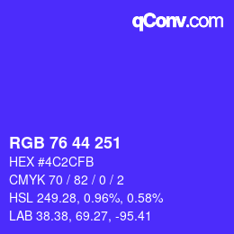 Color code: RGB 76 44 251 | qconv.com