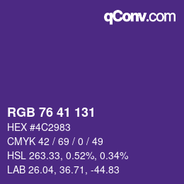 Código de color: RGB 76 41 131 | qconv.com