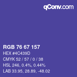 Code couleur: RGB 76 67 157 | qconv.com