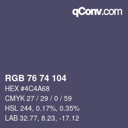 Farbcode: RGB 76 74 104 | qconv.com