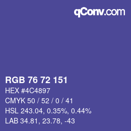 Color code: RGB 76 72 151 | qconv.com