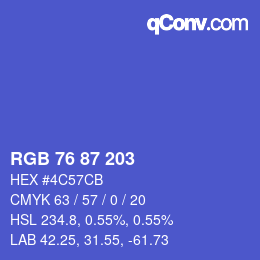 Code couleur: RGB 76 87 203 | qconv.com