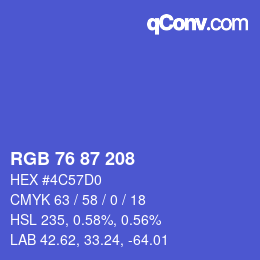 Code couleur: RGB 76 87 208 | qconv.com