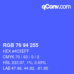 Farbcode: RGB 76 94 255 | qconv.com