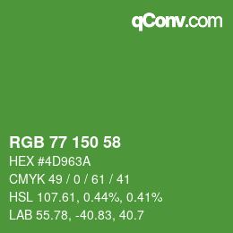 Color code: RGB 77 150 58 | qconv.com