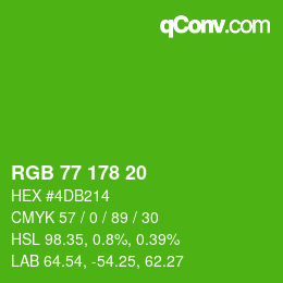 Color code: RGB 77 178 20 | qconv.com