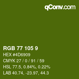 Color code: RGB 77 105 9 | qconv.com