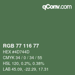 Código de color: RGB 77 116 77 | qconv.com