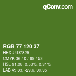 Color code: RGB 77 120 37 | qconv.com