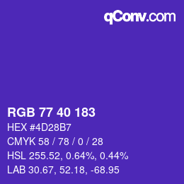 カラーコード: RGB 77 40 183 | qconv.com