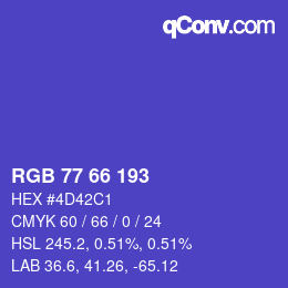 Color code: RGB 77 66 193 | qconv.com