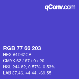 Color code: RGB 77 66 203 | qconv.com