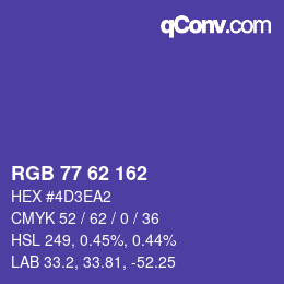 Color code: RGB 77 62 162 | qconv.com