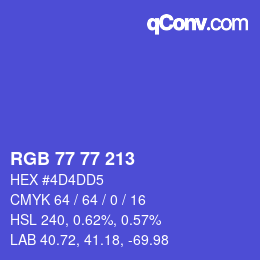 Code couleur: RGB 77 77 213 | qconv.com