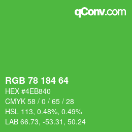 カラーコード: RGB 78 184 64 | qconv.com