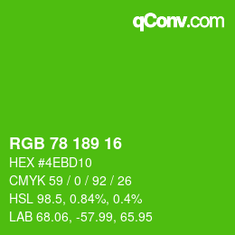 カラーコード: RGB 78 189 16 | qconv.com