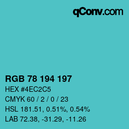 Code couleur: RGB 78 194 197 | qconv.com