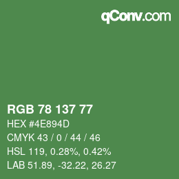 Color code: RGB 78 137 77 | qconv.com