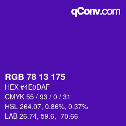 Código de color: RGB 78 13 175 | qconv.com