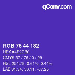 Farbcode: RGB 78 44 182 | qconv.com