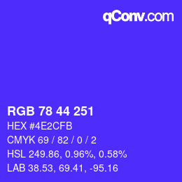 Code couleur: RGB 78 44 251 | qconv.com