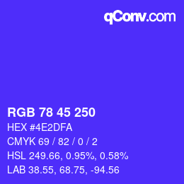 Code couleur: RGB 78 45 250 | qconv.com