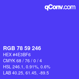 Color code: RGB 78 59 246 | qconv.com