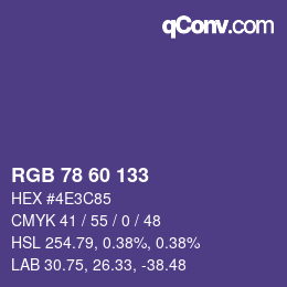 Color code: RGB 78 60 133 | qconv.com