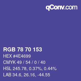 Color code: RGB 78 70 153 | qconv.com