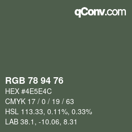 Color code: RGB 78 94 76 | qconv.com