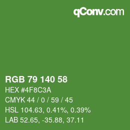 Código de color: RGB 79 140 58 | qconv.com