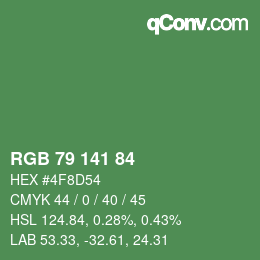 Color code: RGB 79 141 84 | qconv.com