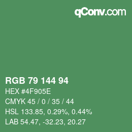 Color code: RGB 79 144 94 | qconv.com