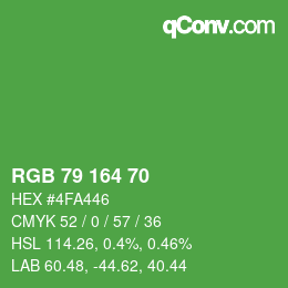 Color code: RGB 79 164 70 | qconv.com