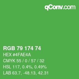 Farbcode: RGB 79 174 74 | qconv.com