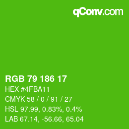 Color code: RGB 79 186 17 | qconv.com