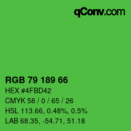 Código de color: RGB 79 189 66 | qconv.com