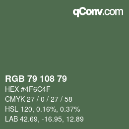 Color code: RGB 79 108 79 | qconv.com