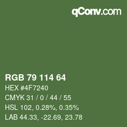 Color code: RGB 79 114 64 | qconv.com