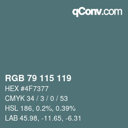 カラーコード: RGB 79 115 119 | qconv.com