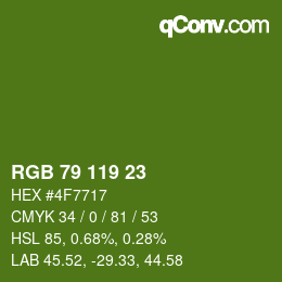 Farbcode: RGB 79 119 23 | qconv.com