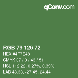 Color code: RGB 79 126 72 | qconv.com