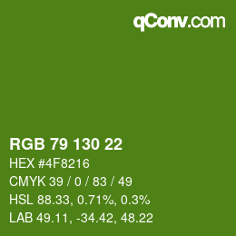 Color code: RGB 79 130 22 | qconv.com