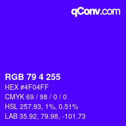 カラーコード: RGB 79 4 255 | qconv.com