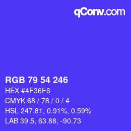 Código de color: RGB 79 54 246 | qconv.com