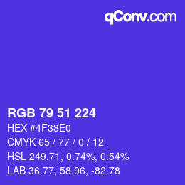 Code couleur: RGB 79 51 224 | qconv.com