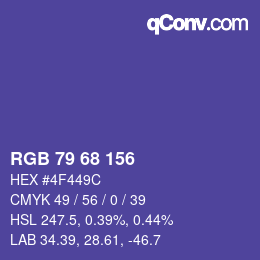 Color code: RGB 79 68 156 | qconv.com