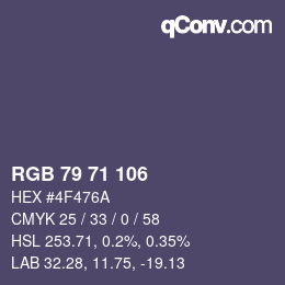 Color code: RGB 79 71 106 | qconv.com